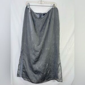 Silver Grey Whimsigoth Floral Threaded Fairy Grunge‎ Maxi Skirt Size XXL